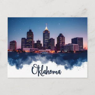 Cartão Postal Horizonte de Oklahoma City à Noite   Paisagem Urba
