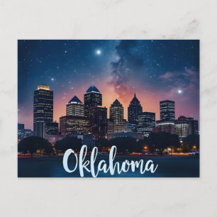 Cartão Postal Horizonte de Oklahoma City à Noite   Paisagem Urba
