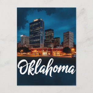 Cartão Postal Horizonte de Oklahoma City à Noite   Paisagem Urba