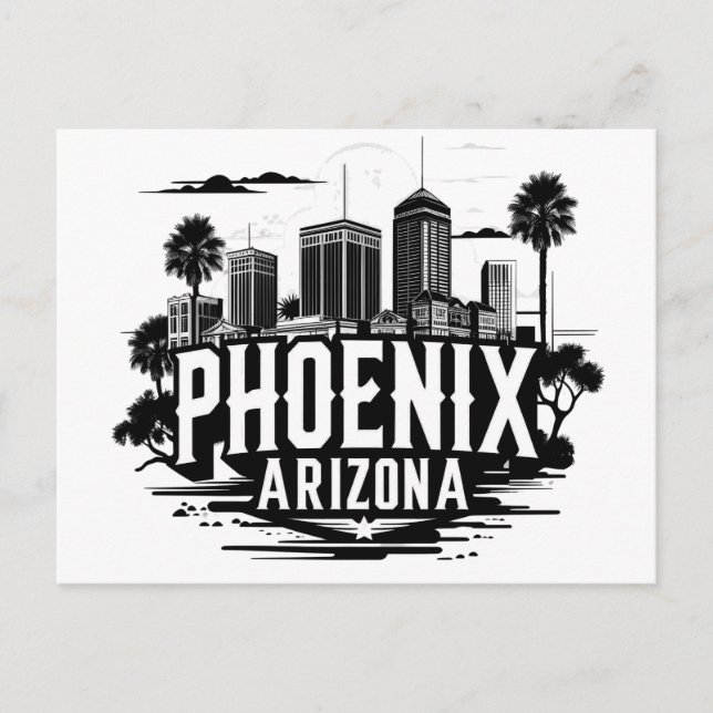 Cartão Postal Horizonte de Phoenix Arizona (Frente)
