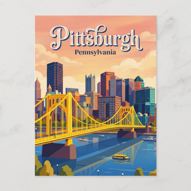 Cartão Postal Horizonte de Pittsburgh EUA (Frente)