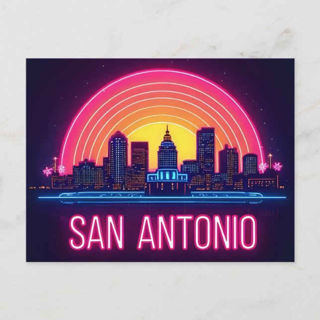 Cartão Postal Horizonte de San Antonio Texas (Frente)