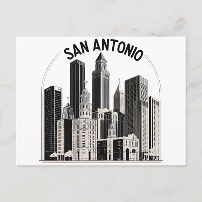 Cartão Postal Horizonte de San Antonio Texas (Frente)