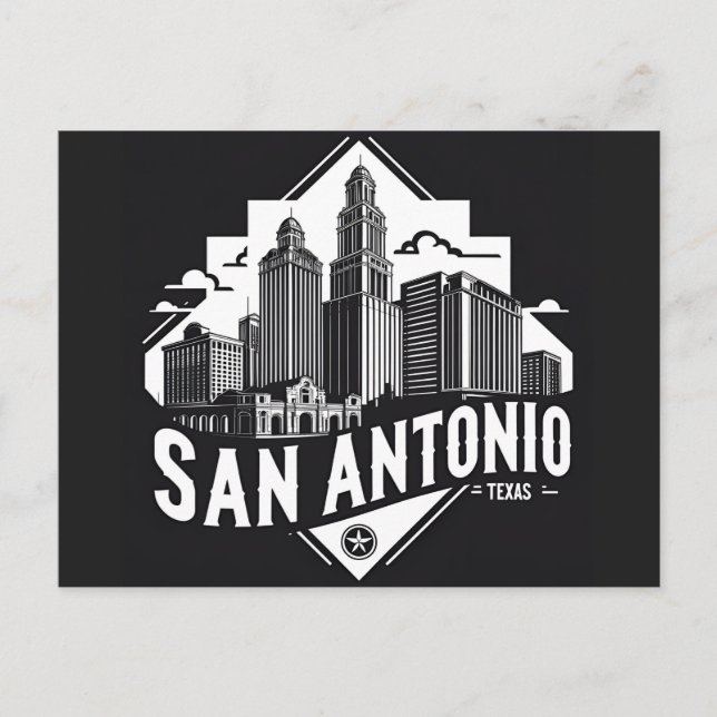 Cartão Postal Horizonte de San Antonio Texas (Frente)