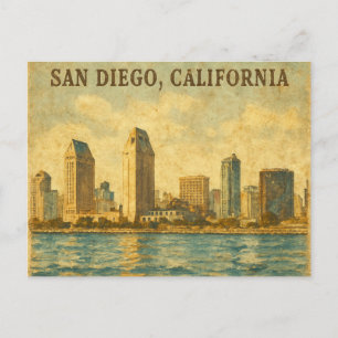 Cartão Postal Horizonte de San Diego Califórnia retrô