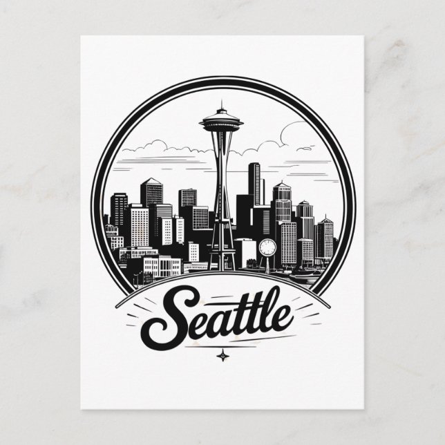 Cartão Postal Horizonte de Seattle (Frente)