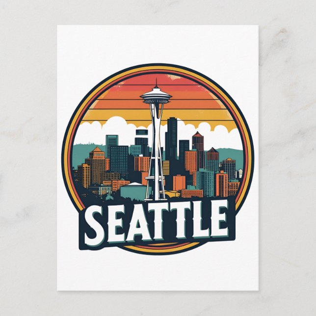 Cartão Postal Horizonte de Seattle (Frente)