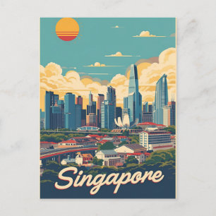 Cartão Postal Horizonte de Singapura retrô