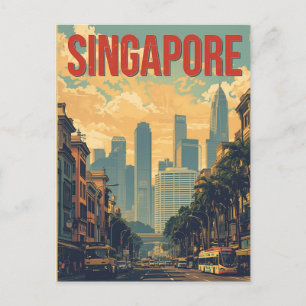 Cartão Postal Horizonte de Singapura retrô