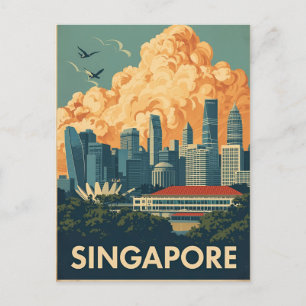 Cartão Postal Horizonte de Singapura retrô