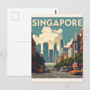 Cartão Postal Horizonte de Singapura retrô