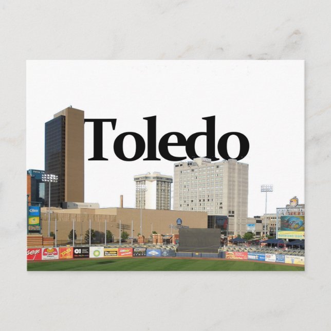 Cartão Postal Horizonte de Toledo Ohio com Toledo no Céu (Frente)