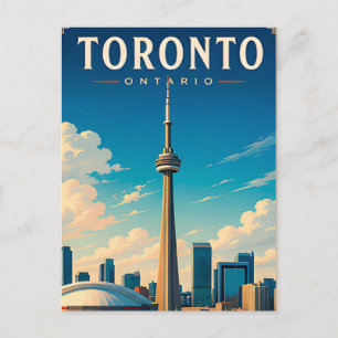 Cartão Postal 🗼 Horizonte de Toronto, Ontário, Viagem Retro