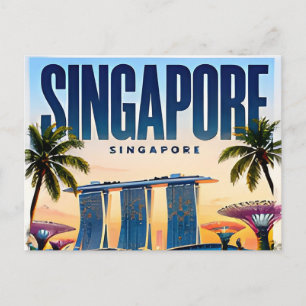 Cartão Postal 🌇 Horizonte Moderno de Singapura Estilo Urbano 🌇