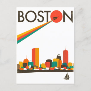 Cartão Postal Horizonte urbano da cidade de Boston, horizonte de