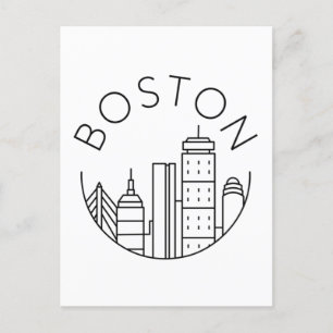 Cartão Postal Horizonte urbano da cidade de Boston, horizonte de
