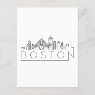 Cartão Postal Horizonte urbano da cidade de Boston, horizonte de
