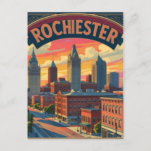 Cartão Postal Horizonte urbano da cidade de Rochester Nova York