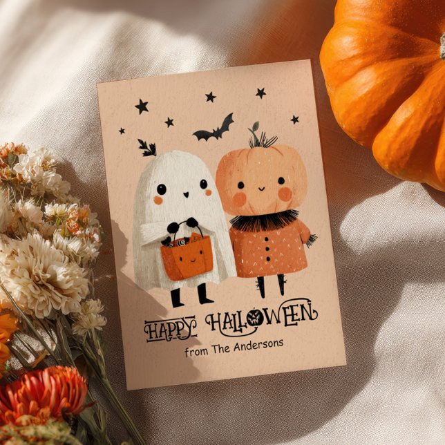 Cartão Postal Hormona Branca de Fantasmas e Pumpkin Cód'Água Hal (Criador carregado)