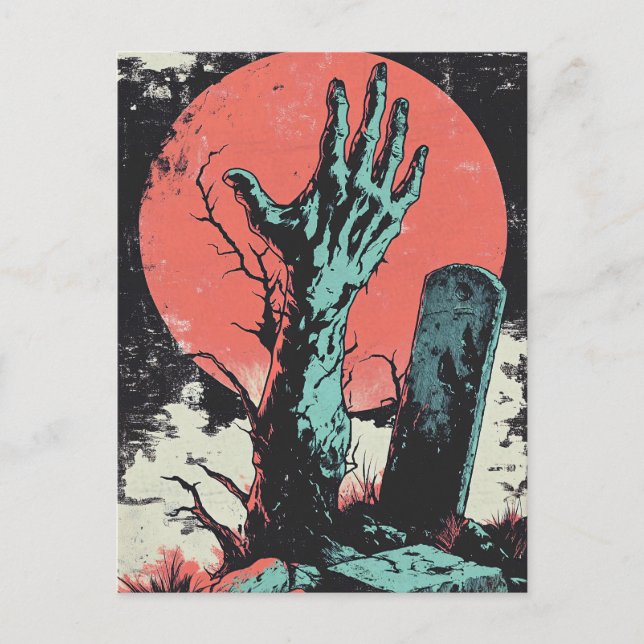 Cartão Postal Horror Comic Zombie Graveyard (Frente)