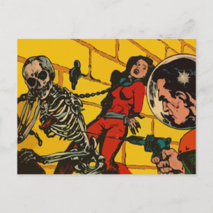 Cartão Postal Horror do Espaço - Vintage Science Ficage - Arte 
