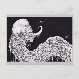 Cartão Postal Horror Skull Serpent Fantasy Art