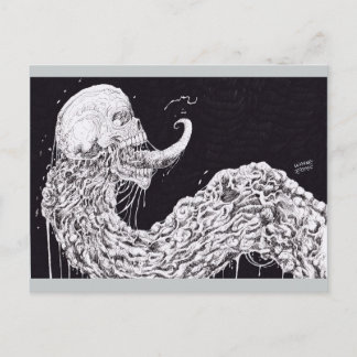 Cartão Postal Horror Skull Serpent Fantasy Art