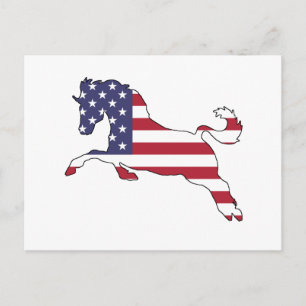 Cartão Postal Horse "American Flag"