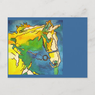 Cartão Postal "Horse and Bridle Colorful Black Outline Art" #ho