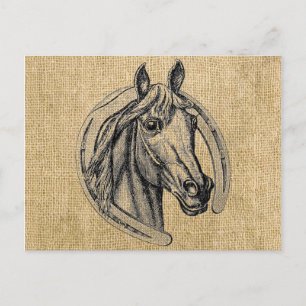 Cartão Postal Horse Cameo em Burlap