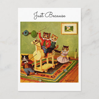 Cartão Postal Horse Escapade Just Because From a Cat Cavalry