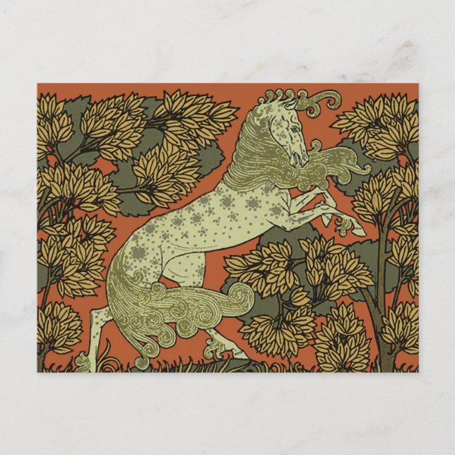 Cartão Postal Horse Medieval Arts Artesanatos Art Nouveau (Frente)