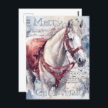 Cartão Postal Horse Winter Christmas Watercolor<br><div class="desc">Horse Winter Christmas Watercolor</div>