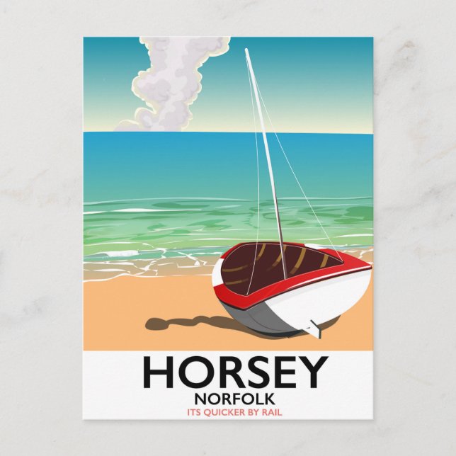 Cartão Postal Horsey Norfolk Beach poster de viagens (Frente)