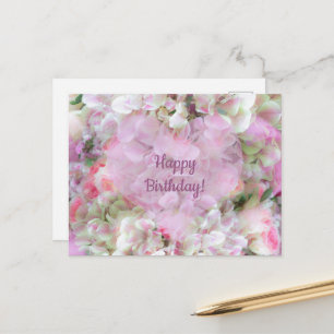 Cartão Postal Hortênsia e Rosas - Buquê Vintage em Óleo     