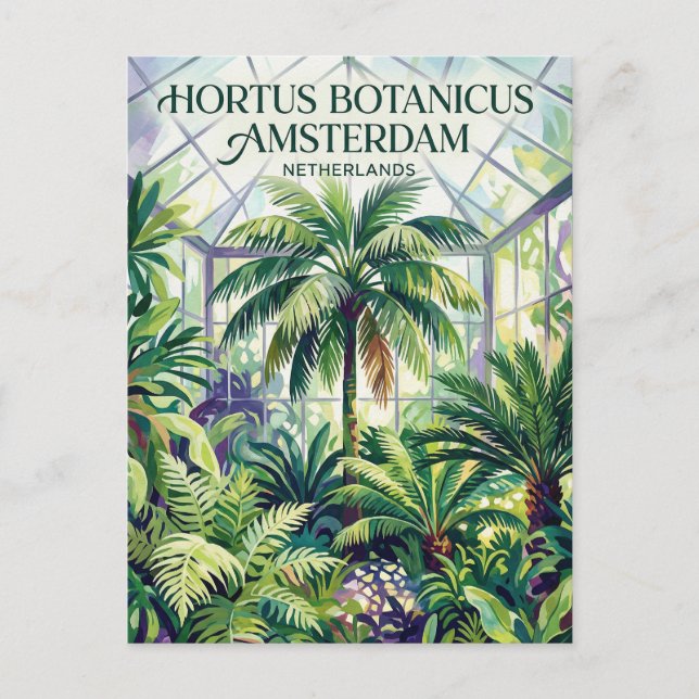 Cartão Postal Hortus Botanicus Amsterdã Países Baixos (Frente)