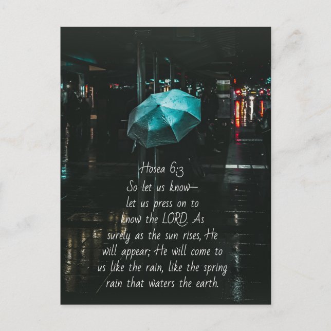 Cartão Postal Hosea 6:3 Vamos pressionar para conhecer o Senhor, (Frente)