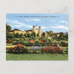 Cartão Postal Hospital Naval, Parque Balboa, San Diego Vintage