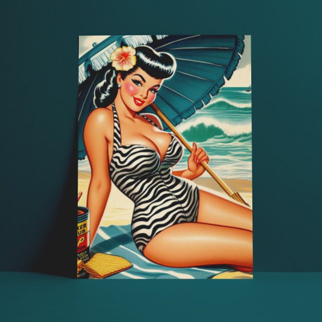 Cartão Postal Hot Summer Beach Pin-up (Criador carregado)