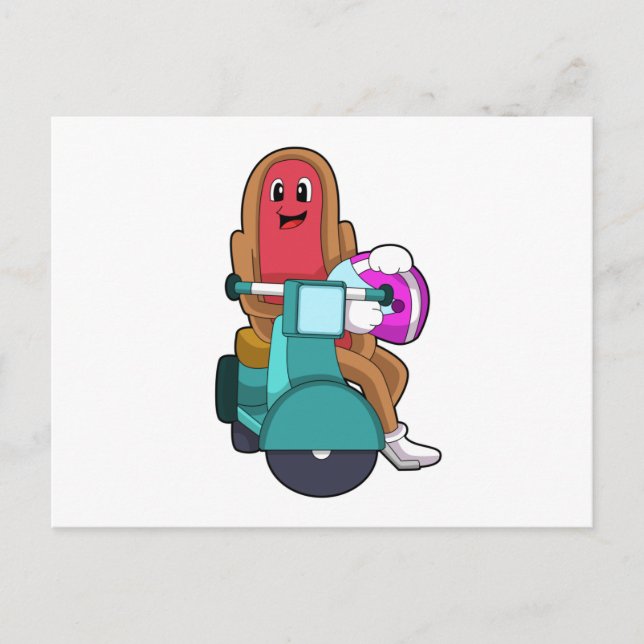 Cartão Postal Hotdog como Motociclista com Scooter.PNG (Frente)