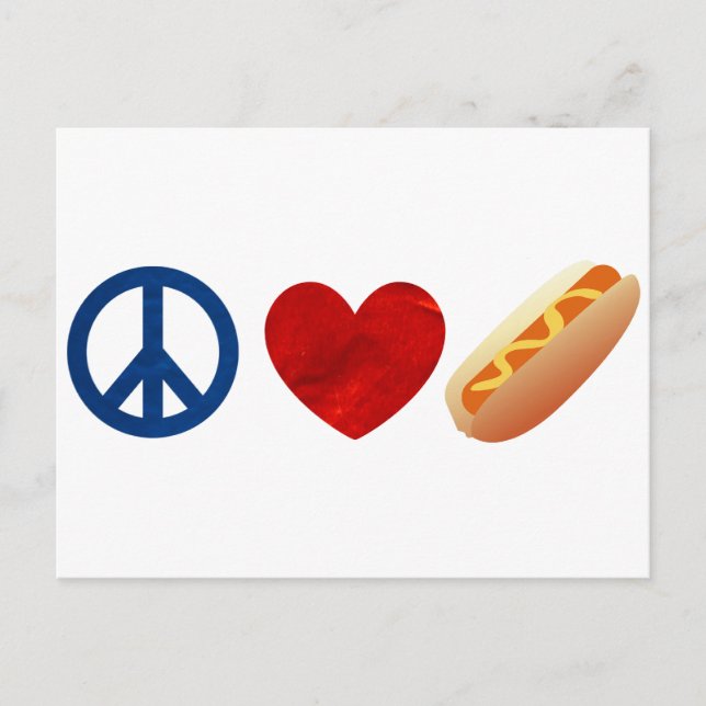 Cartão Postal Hotdog do Peace Love (Frente)
