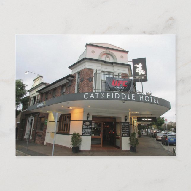 Cartão Postal Hotel Cat e Fiddle no Cartão-postal Balmain (Frente)