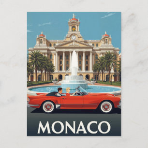 Cartão Postal Hotel de Luxo de Mônaco & Carro Antigo