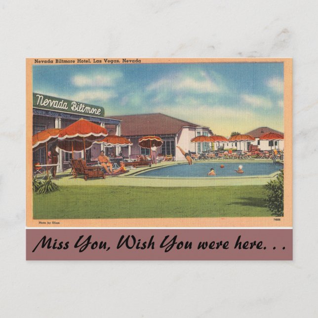 Cartão Postal Hotel de Nevada, Nevada Biltmore, Las Vegas (Frente)