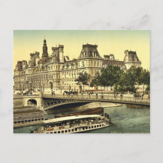 Cartão Postal Hotel de ville, Paris, França Classic Photochrom