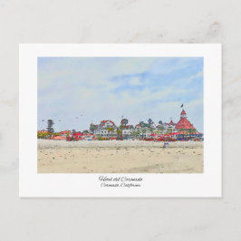 Cartão Postal Hotel del Coronado California Watercolor Impressão