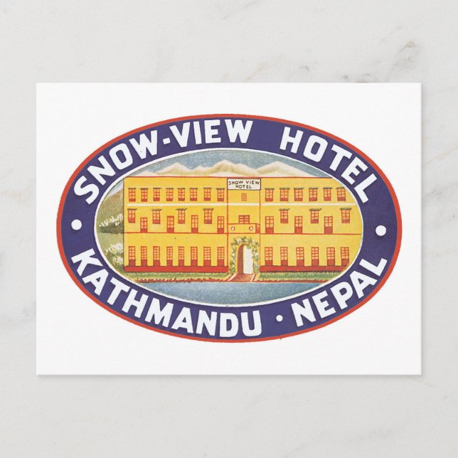 Cartão Postal Hotel Kathmandu Nepal para a Vista de Neve (Frente)