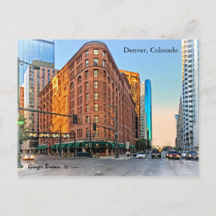 Cartão Postal Hotel Palace Majestoso Brown Em Sunset, Denver, CO