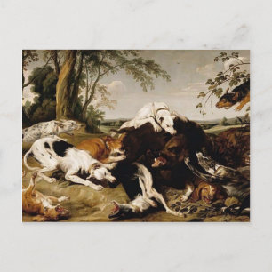 Cartão Postal Hounds derrubando um javali por Frans Snyders