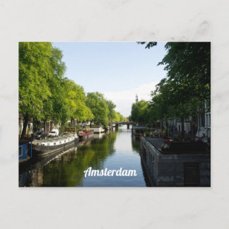 Cartão Postal House Boats no Canal de Amsterdã Personalize